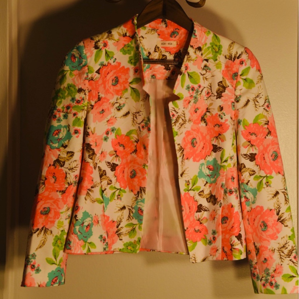 SIS SIS Floral Colorful Pink Blazer Suit Jacket